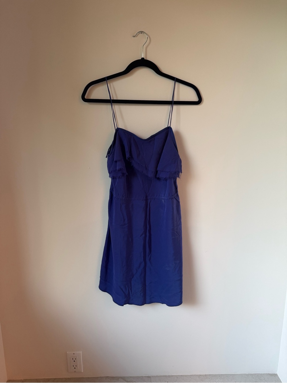 Wilfred Royal Blue Spaghetti Strap Ruffle Mini Dress